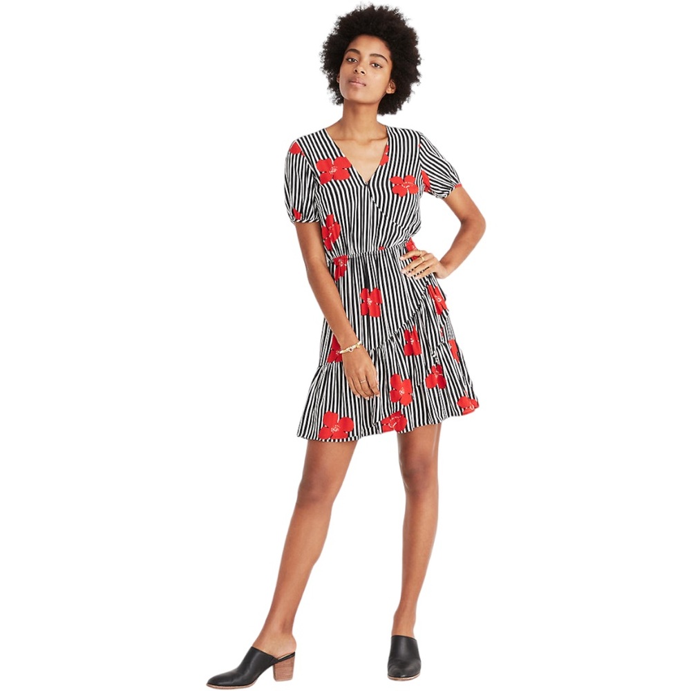 Madewell Ruffled Wrap Dress In Candied Orchids